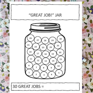Belohnungstabelle für Kinder, 30 Belohnungen Version, printable | Belohnungen anpassen | Belohnungsglas | Sofort-Download