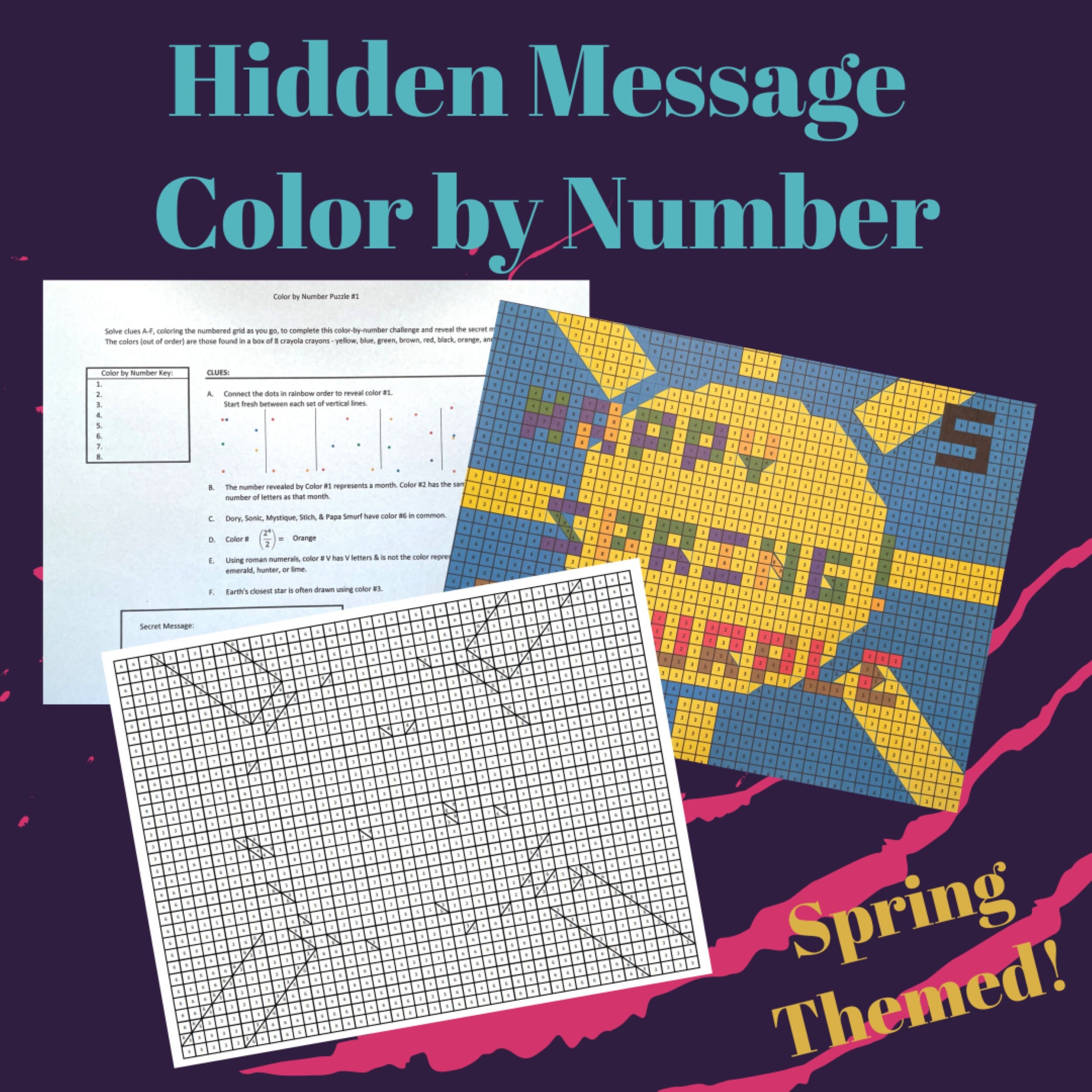 Discover Hidden Messages with Kids' Color-by-Number Grid Riddle - Engaging Puzzle for Creative Minds