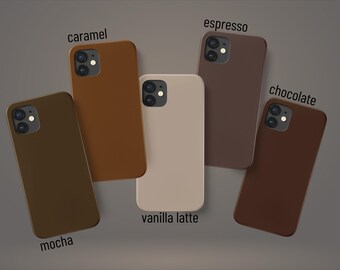 Schlichte Braun Snap Case Neutral Ton-Abdeckung für iPhone 15, 14, 13, 12, 11, Google Pixel 8, 8Pro, 7A, 6A,Samsung Galaxy S23,S22,A54