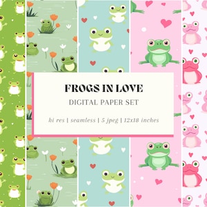 Frogs in Love Digital Paper Set