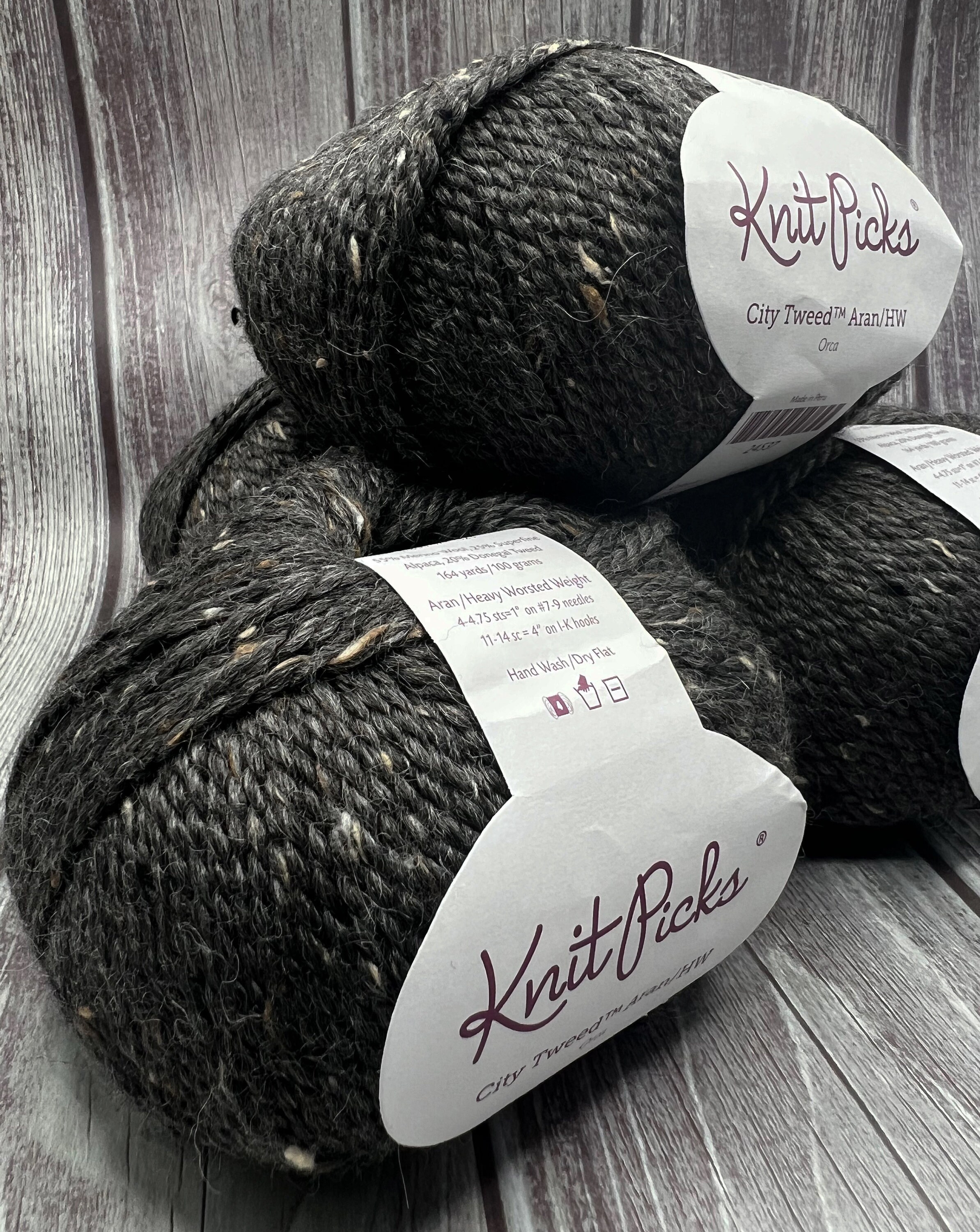 Knit Picks City Tweed Aran in Orca. A Soft, Warm Merino Alpaca Blend at