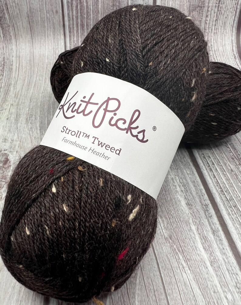 Knit Picks Stroll Tweed in Farmhouse Heather rich Brown. A Etsy