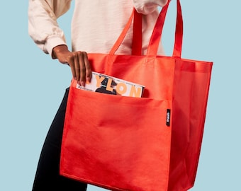 Large Reusable Grocery Bags, Set of 2, Recycled Ocean-Bound Plastic Totes