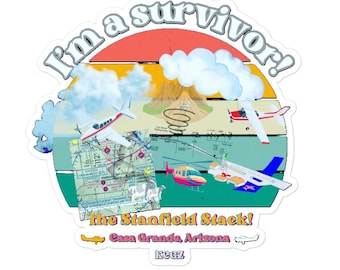 Stanfield Stack Survivor Stickers, Casa Grande KCGZ Aviation Decal, Student Pilot Gift, Flight Training Humor Laptop Sticker