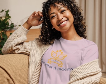 Aviation Shirt for Women, Pilot Gift Tee, Ace Pilot Academy Relaxed T-Shirt, Female Pilot Gift, Airplane Lover Top, Aviator Tee