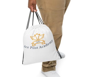 Aviation Drawstring Bag, Pilot Gym Bag Gift, Ace Pilot Academy Cinch Sack, Airplane Lover Backpack, Aviator Sport Bag, Flight Bag