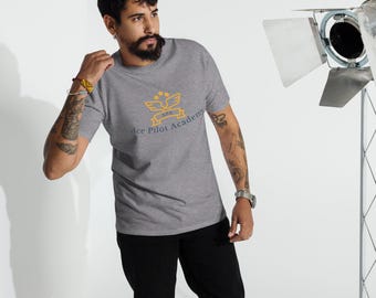 Aviation T-Shirt for Men, Pilot Gift, Heavyweight Cotton Tee, Ace Pilot Academy Shirt, Airplane Lover Gift, Aviator Flight Crew Tee