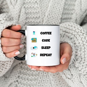 Mug développeur de logiciels, cadeau développeur de logiciels, répétition du sommeil avec code de café, tasse de développeur de logiciels, cadeau de remise des diplômes de développeur de logiciels image 1
