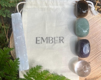 Back to School Crystal Gift Set | Amethyst, Tiger's Eye, Aventurine & Clear Quartz
