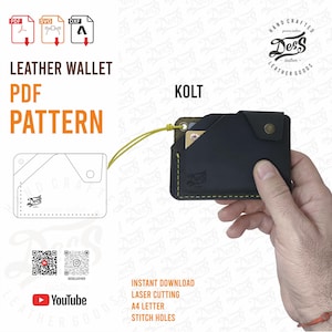 Minimalist Leder Kartenhalter Brieftasche, A4 US Letter digitale PDF Vorlage Muster, Leder Brieftasche Muster, Brieftasche PDF Muster, Ledermuster