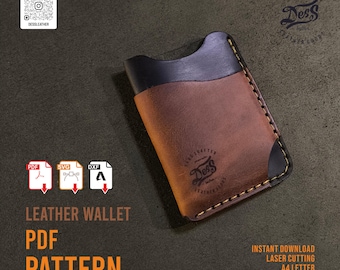 Modello PDF per porta carte in pelle: modello minimalista per portafoglio (A4)