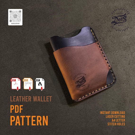 Leather Card Holder PDF Pattern: Minimalist Wallet Template (A4)