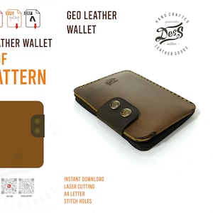 Patrón de billetera de cuero en PDF / Plantilla minimalista para billetera de tarjetas / Artesanía en cuero DIY / Patrón digital en tamaños A4 y carta (EE. UU.)