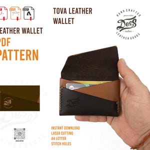 Tova Lederbrieftasche, A4 US Letter digitales PDF-Vorlage Muster, Lederbrieftasche Muster, Brieftasche PDF-Muster, Ledermuster