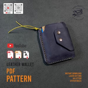 Minimalist Leder Kartenhalter Brieftasche, A4 US Letter digitale PDF Vorlage Muster, Leder Brieftasche Muster, Brieftasche PDF Muster, Ledermuster