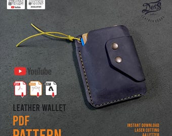 Minimalist Leather Card Holder Wallet: PDF Template Pattern (A4/US Letter)