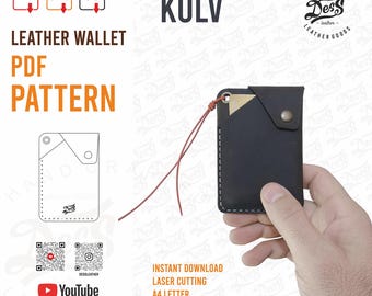 Tarjetero minimalista de cuero: Plantilla en PDF (A4/Carta EE. UU.)