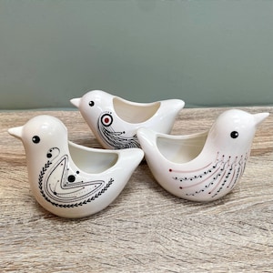 Ceramic White Bird Succulent Plant Pots / Small Desktop Plant Pot / Indoor Office Home Decor / Cute Animal Planters House Warming Gift