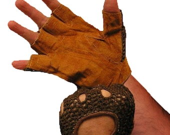 Weight Lifting Gloves Real Leather Padded with Mesh Back