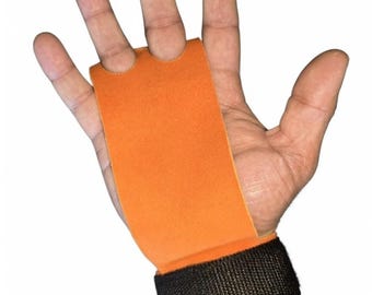 Genuine Leather Hand Grips with Wrist Wrap (Pair), Weight Lifting Pads, Palm Guard, Gym Grip Support, Fitness Accessories