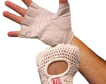 Weight Lifting Gloves Real Leather Padded with Mesh Back