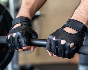 Heavy Duty Real Leather Weight Lifting Gloves – Padded Grip for Gym & Training
