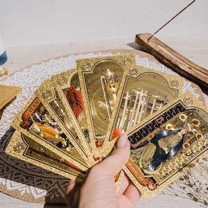 Cartes de tarot classiques avec guide, jeu de tarot en or, cadeaux de tarot spirituels divinatoires, lecture de tarot, jeu de tarot traditionnel