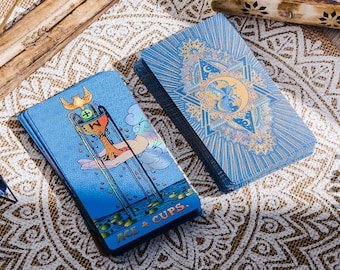 Blue Tarot Deck, Elegant Tarot Cards With Guidebook