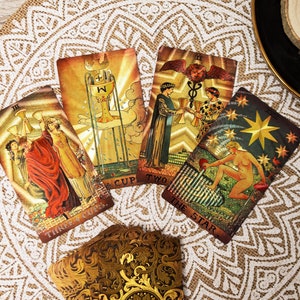 Tarot Deck Cards with Guidebook, Gold Tarot Deck, Traditional Tarot Deck, Beginner Tarot Deck, Witchcraft Tarot, Cute Tarot, Vintage Tarot