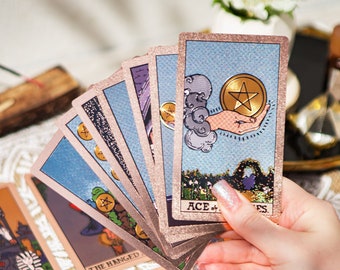 Classic Tarot, Lamination Tarot Cards 78 with Guidebook in Box Gift Set, Tarot Deck Pink Foil, Divination Deck, Tarot for Beginners