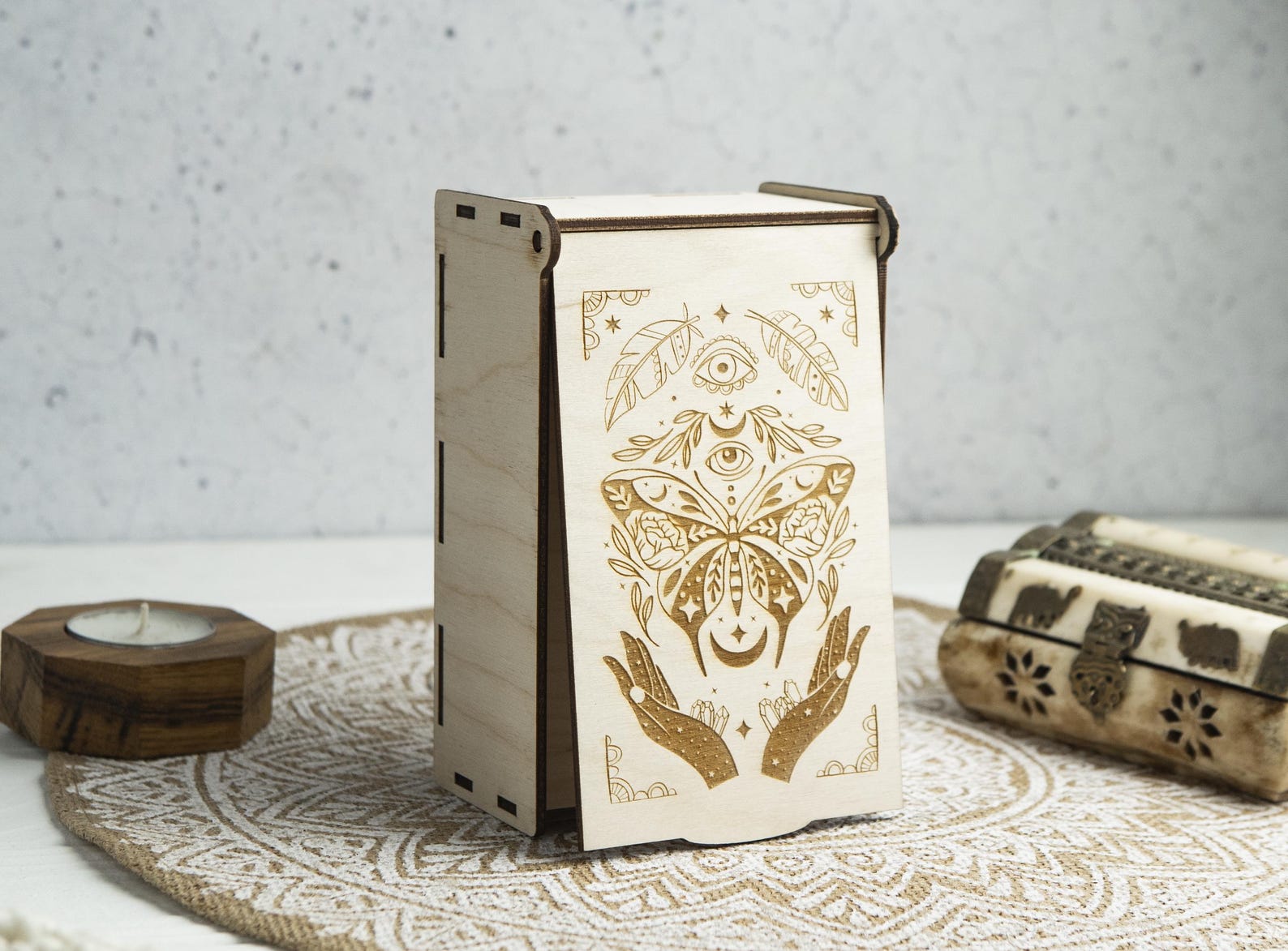 Tarot Card Box Example Wooden Box for Tarot Deck, Tarot Card Holder, Tarot Cards Box, Witchy ...