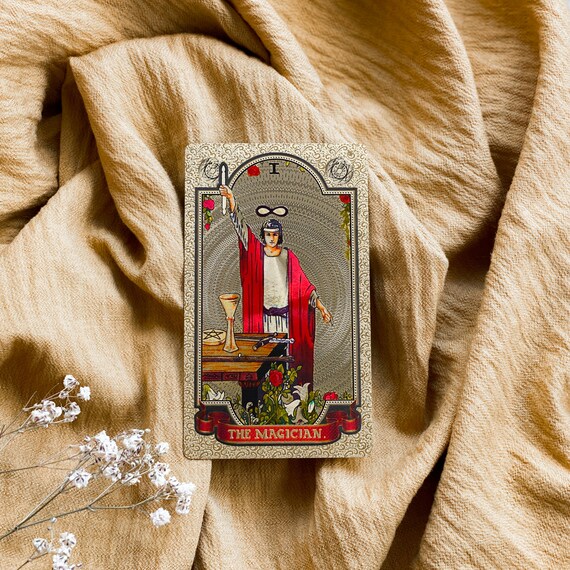 Glitzer Tarotkarten-Set Mit 78 Karten & Box – Für Anfänger, In Vintage-Design Mit Goldener Folienprägung