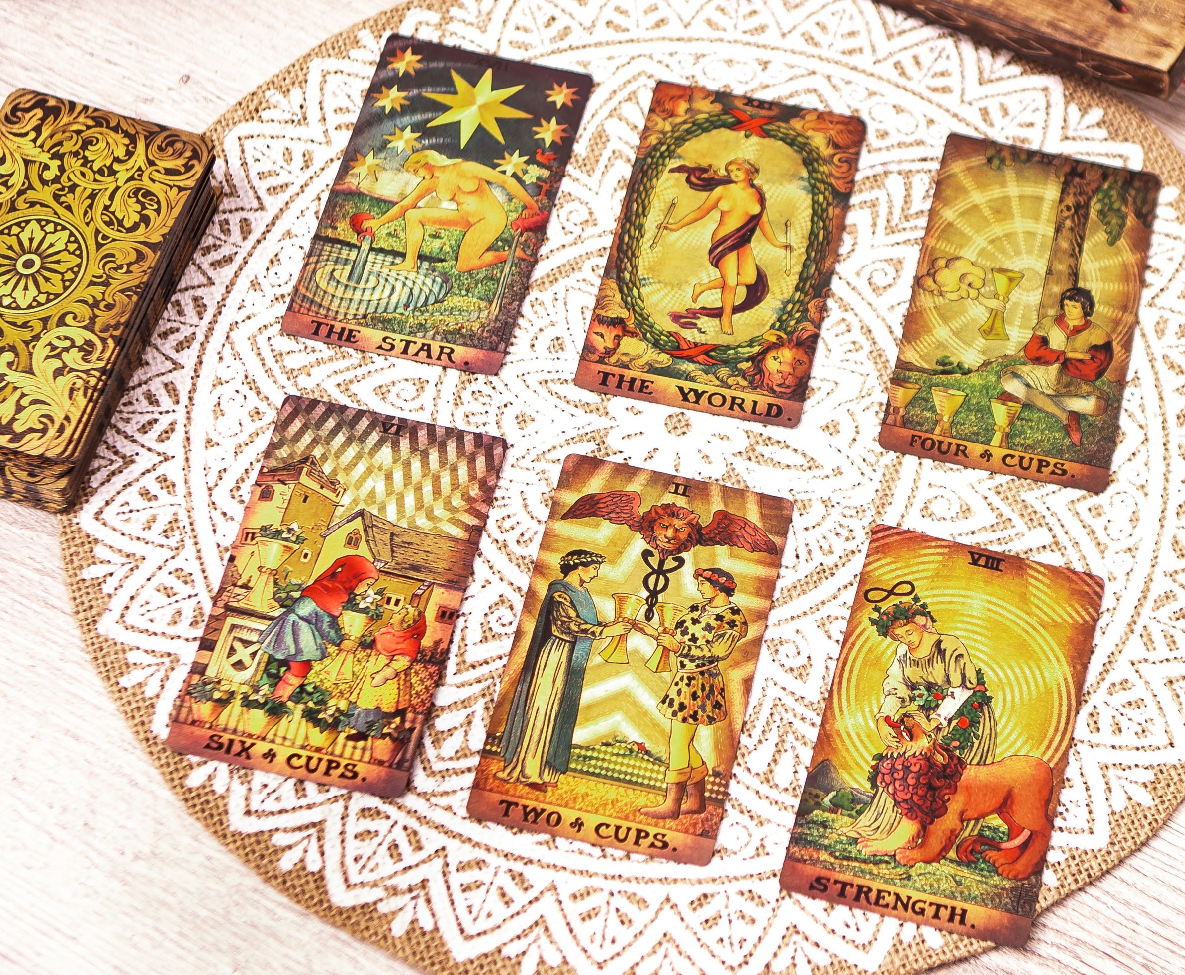 レア！！Golden Rider Tarot Deck タロットカード Rider Waite Gold Tarot Cards, Vintage Tarot Deck With