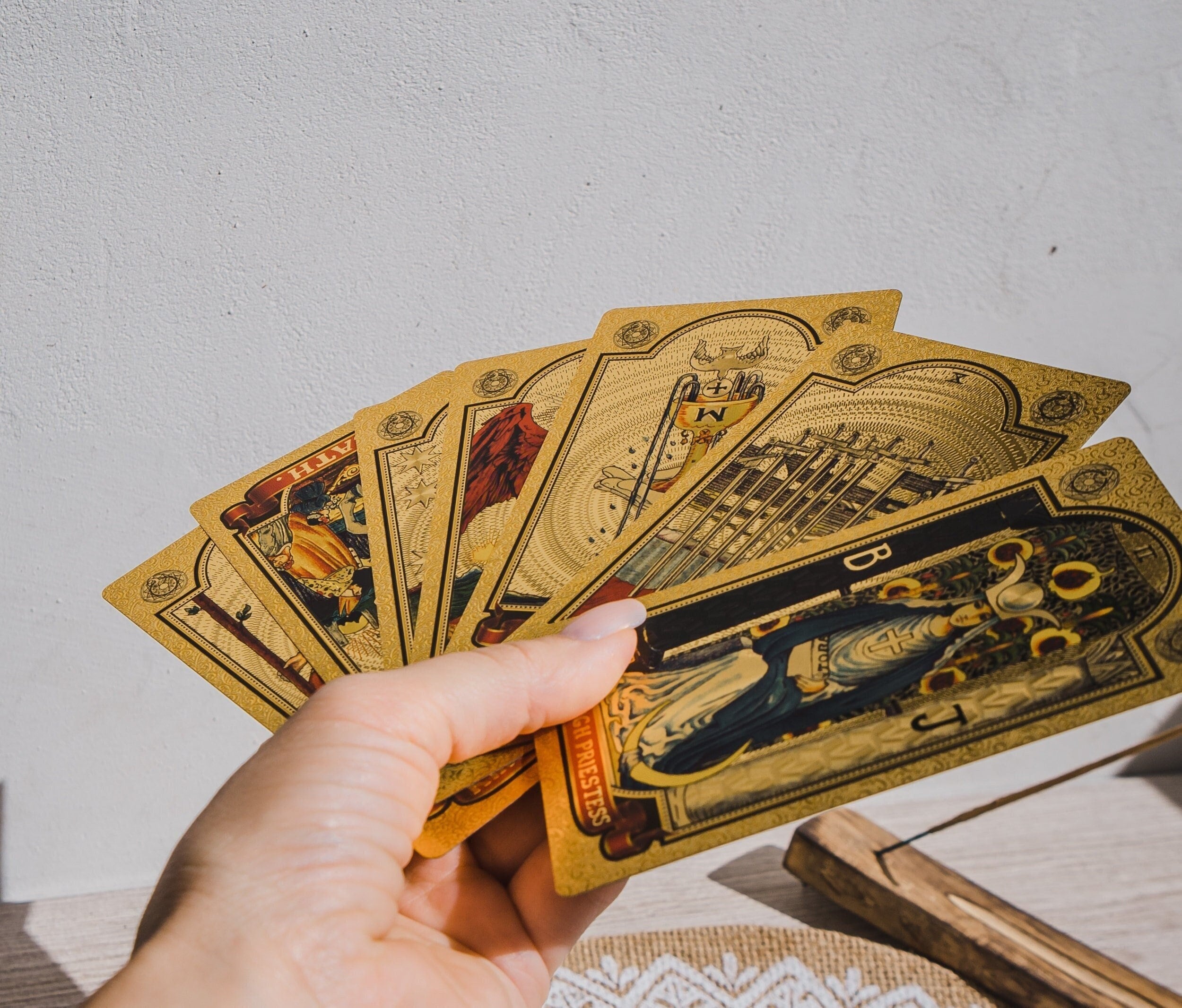 Tarot Deck Cards, Gold Foil Tarot, Classic Tarot Cards with Guidebook, Tarot Gift, 78 Tarot Cards Handmade Full Tarot Deck Original Glitter