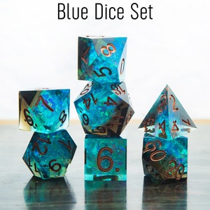Crystal Galaxy Dice, Blue Violet Dice Set in Metal Case, dice set, Dice Set, Polyhedral Dice Set, Sharp edge dice, Role Playing Games image 4