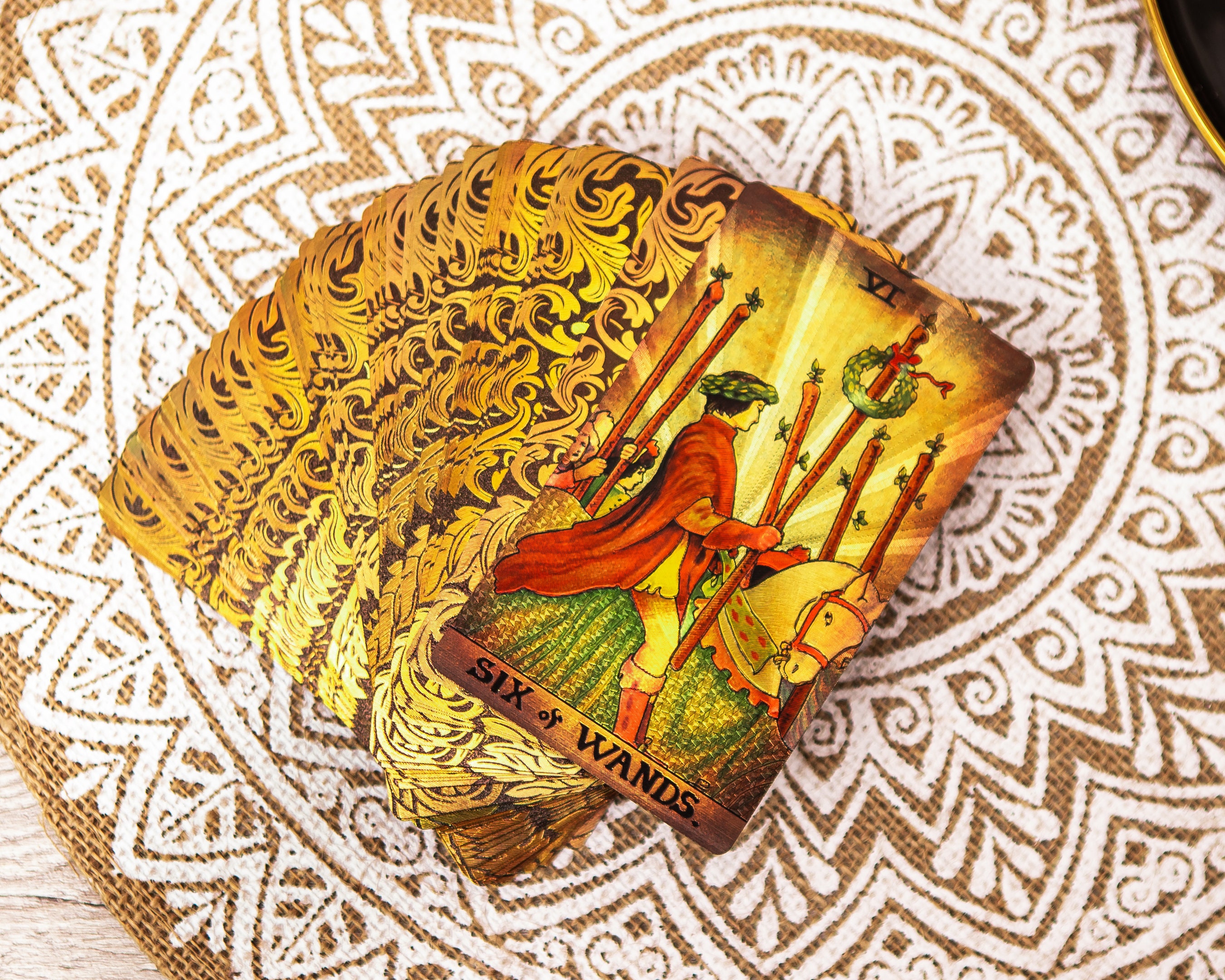 Rider Waite Gold Tarot Cards, Vintage Tarot Deck With