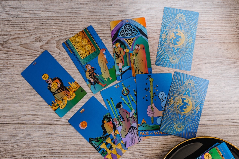 Tarot Deck, Witch Blue Tarot 78 Cards with Guidebook, Work Tarot Deck, Tarot Cards, Beginner Divination Tool, Pictured Tarot Divination Set image 9