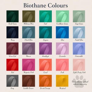 A colour chart of biothane colour swatches