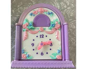 Vintage 1993 Kenner Fairy Winkles Purple Floral Clock House Hidden Compartment