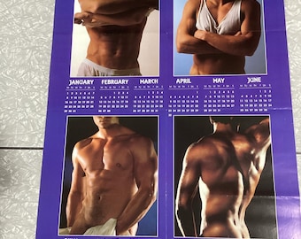 Vintage Hot Beefcake Guy 1990 Poster Male Calendar Gay Interest
