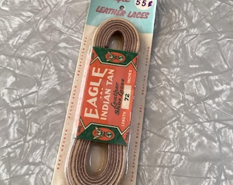 Vintage Eagle Indian Tan Leather Shoe Laces 72 inch Length New Old Stock