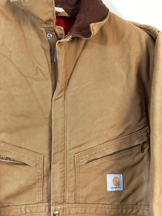ジャケット・アウター Carhartt duck coverall beige vintage VTG 90s Carhartt Duck Canvas Beige Quilted Work Coveralls
