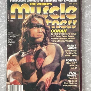 Muscle and Fitness July 1982 Arnold Schwarzenegger On Cover Conan Pullout Poster