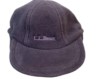 LL Bean Hat Blue Polartec Fleece Trapper Hat Cap Size Medium