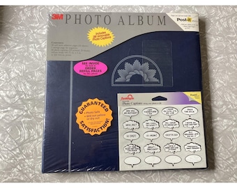 NEW Sealed 3M 3.5 x 5 or 4 x6 Photo Album w/ Post-It Removable Photo Captions Bl