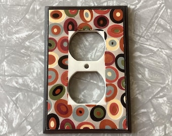 All Fired Up! Multicolor Circles Geometric Single Outlet Plate Cover Ceramic