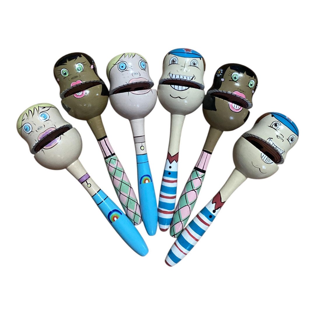 Vintage Lot of 6 Wood Musical Open Mouth Knockers Clappers Clackers - Etsy