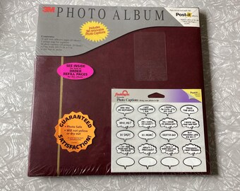 NEW Sealed 3M 3.5 x 5 or 4 x6 Photo Album w/ Post-It Removable Photo Captions Red