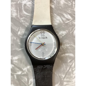 Vintage Le Watch Quintel 80s Memphis Style Black White Watch Primary Color Hands image 1