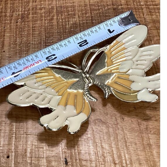 Vintage Metal 2 Piece Butterfly Belt Buckle Yellow Boho 